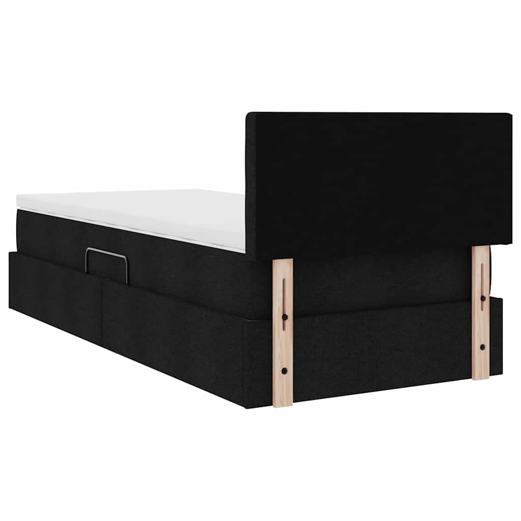 Letto con contenitore e materasso Nero 100 x 200 cm