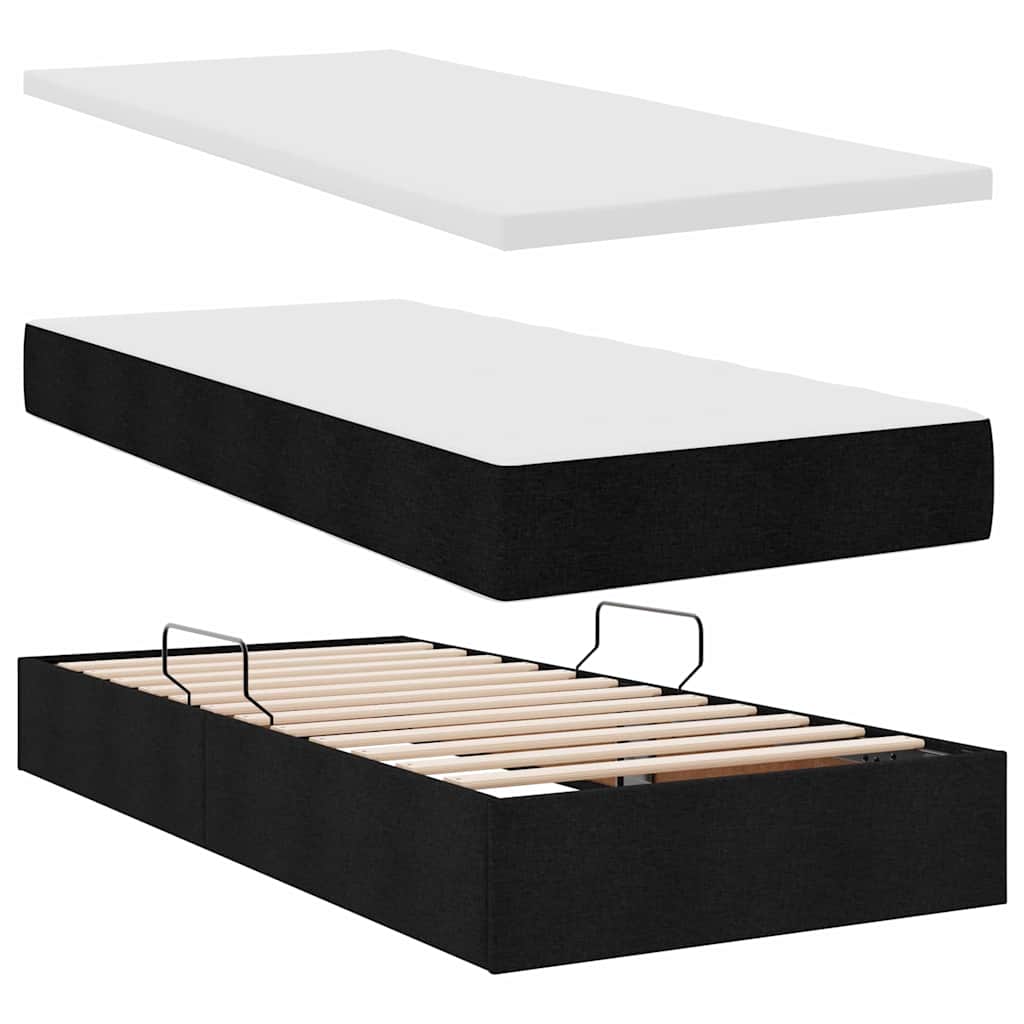 Letto con contenitore e materasso Nero 100 x 200 cm | homemem39