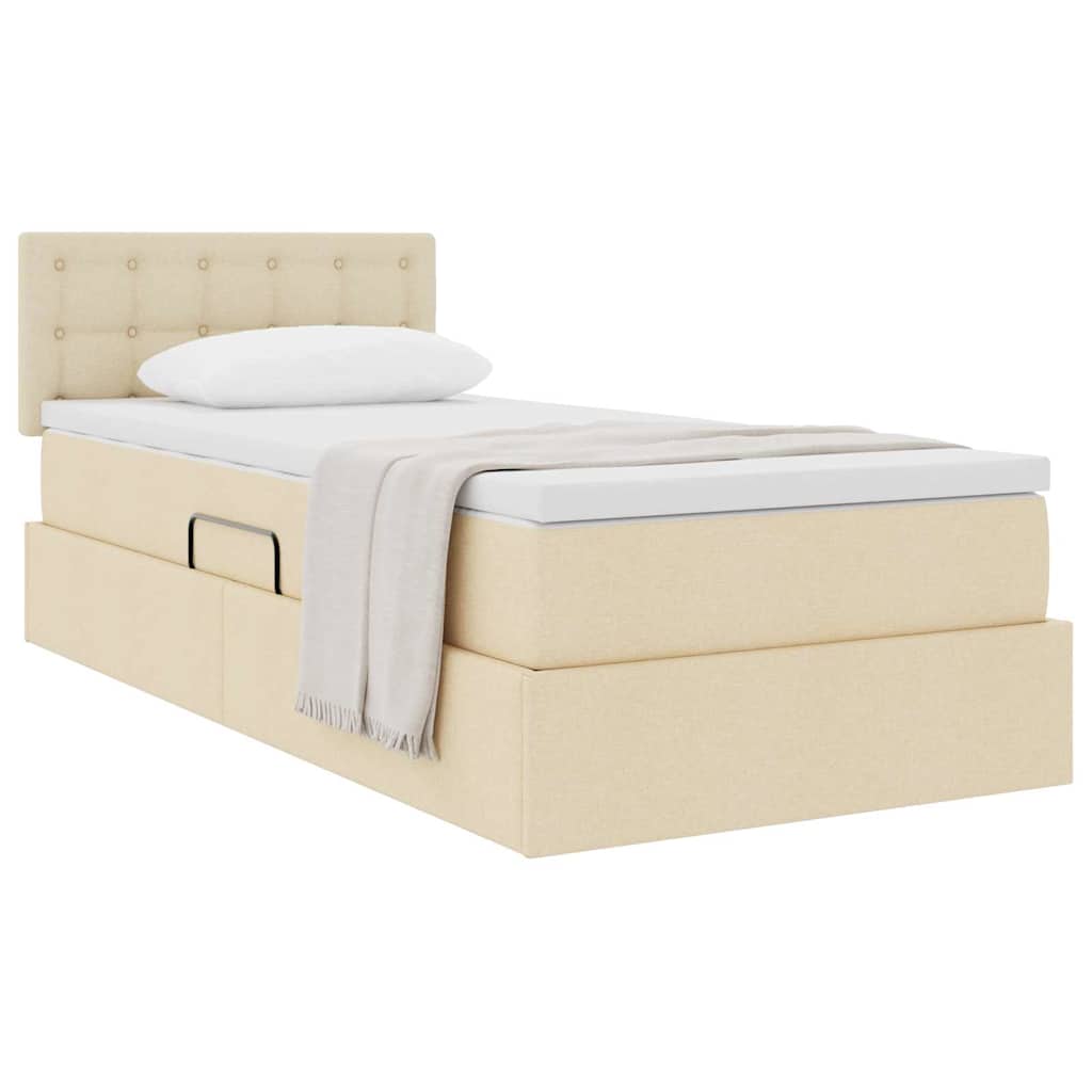 Letto con contenitore e materasso Crema 100 x 200 cm | homemem39