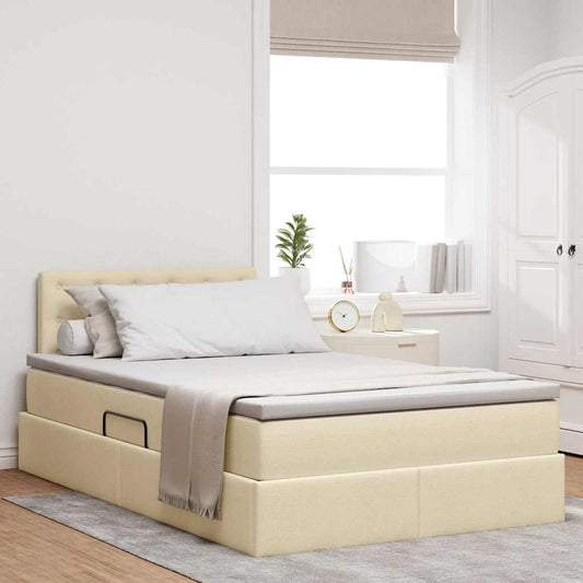 Letto con contenitore e materasso Crema 120 x 190 cm | homemem39