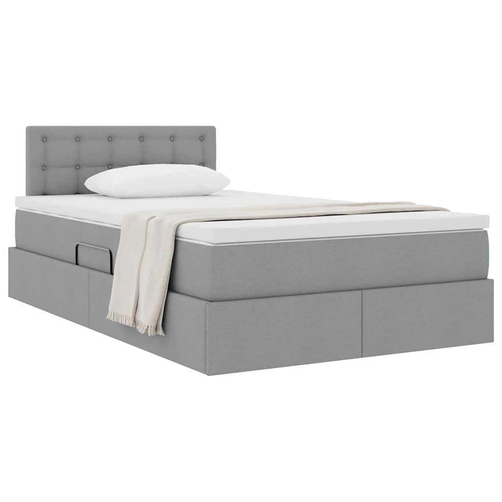 Letto con contenitore e materasso Grigio chiaro 120 x 200 cm