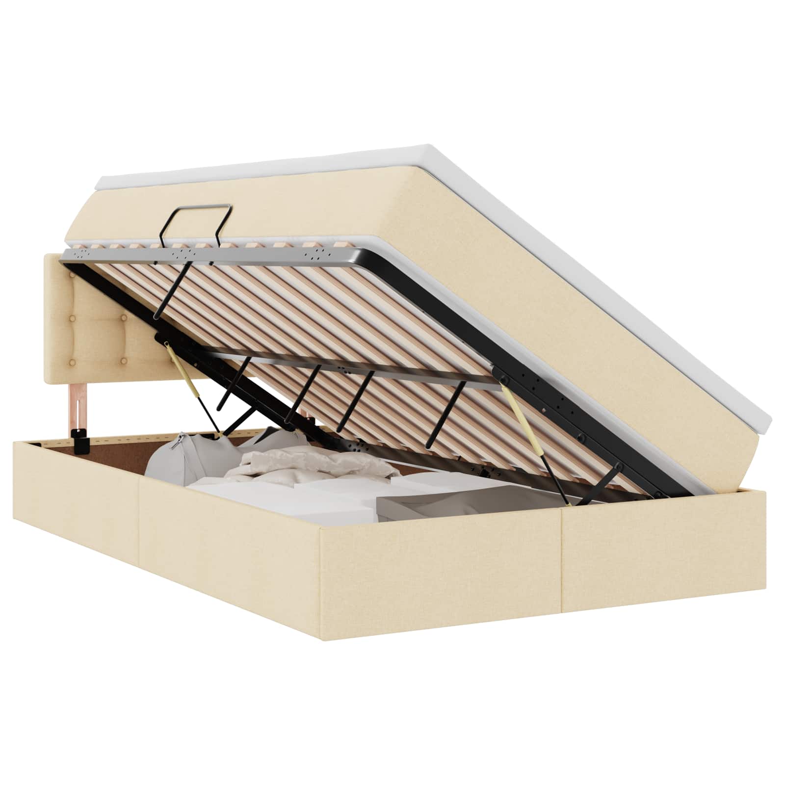 Letto con contenitore e materasso Crema 120 x 200 cm | homemem39
