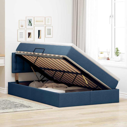 Letto con contenitore e materasso con testiera Blu 120 x 200 cm | homemem39