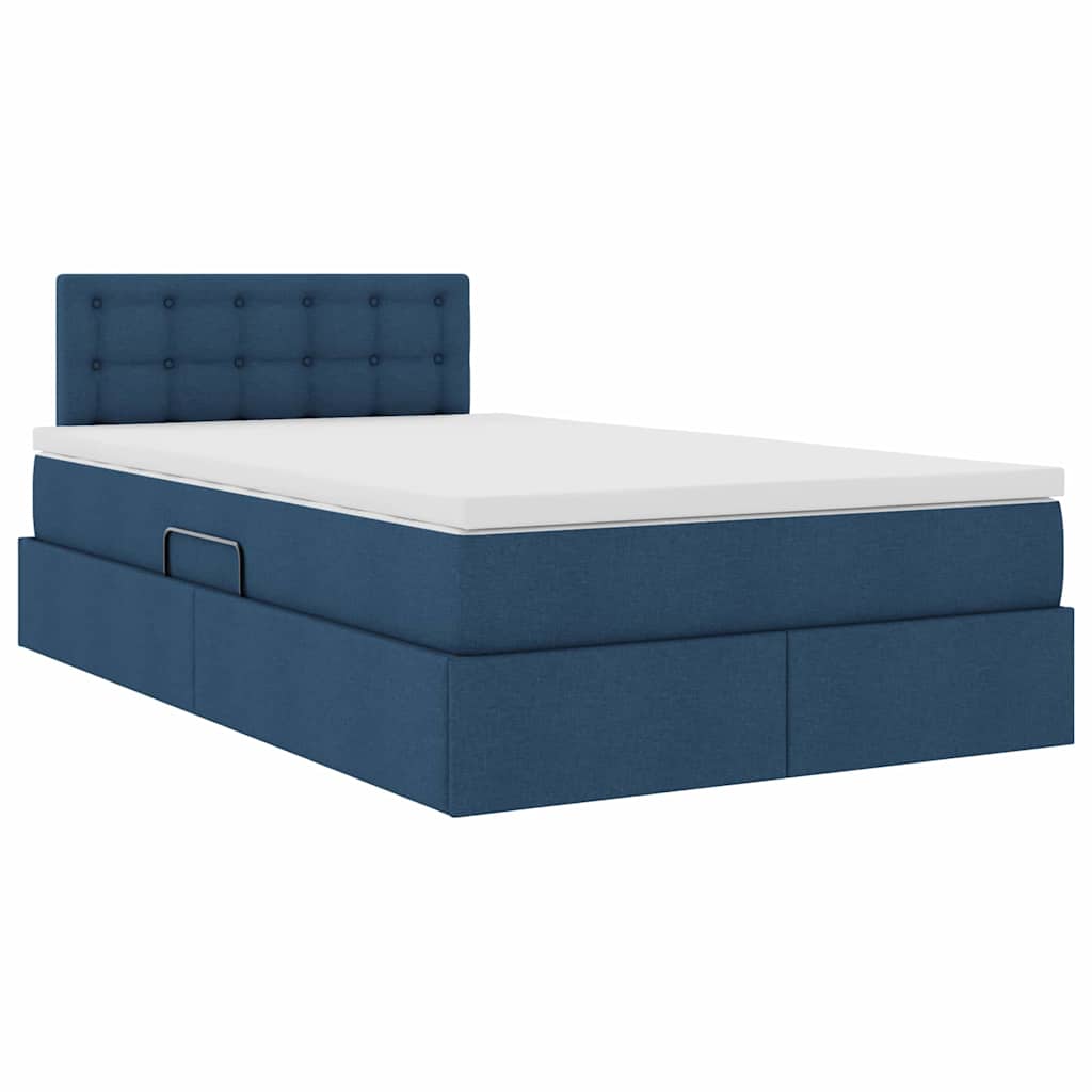 Letto con contenitore e materasso con testiera Blu 120 x 200 cm | homemem39