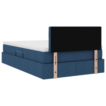 Letto con contenitore e materasso con testiera Blu 120 x 200 cm