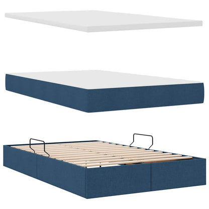 Letto con contenitore e materasso con testiera Blu 120 x 200 cm | homemem39