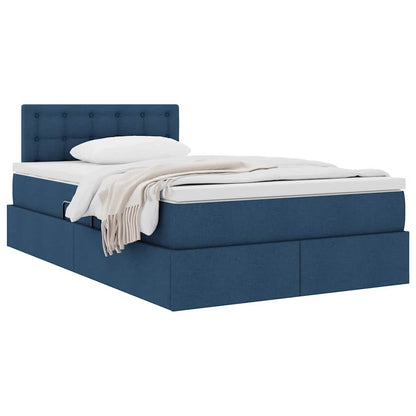 Letto con contenitore e materasso con testiera Blu 120 x 200 cm | homemem39