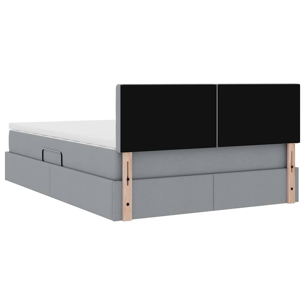 Letto con contenitore e materasso Grigio chiaro 140 x 190 cm