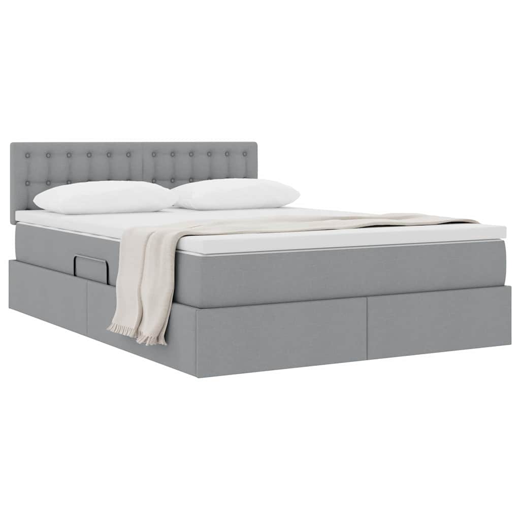 Letto con contenitore e materasso Grigio chiaro 140 x 190 cm | homemem39