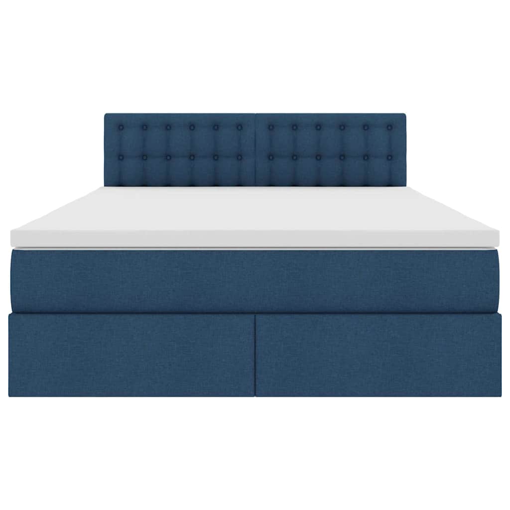 Letto con contenitore e materasso con testiera Blu 140 x 190 cm | homemem39