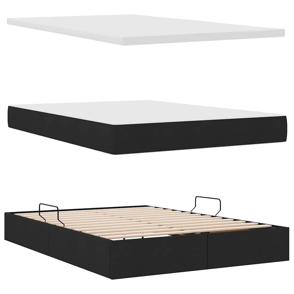 Letto con contenitore e materasso Nero 140 x 200 cm | homemem39