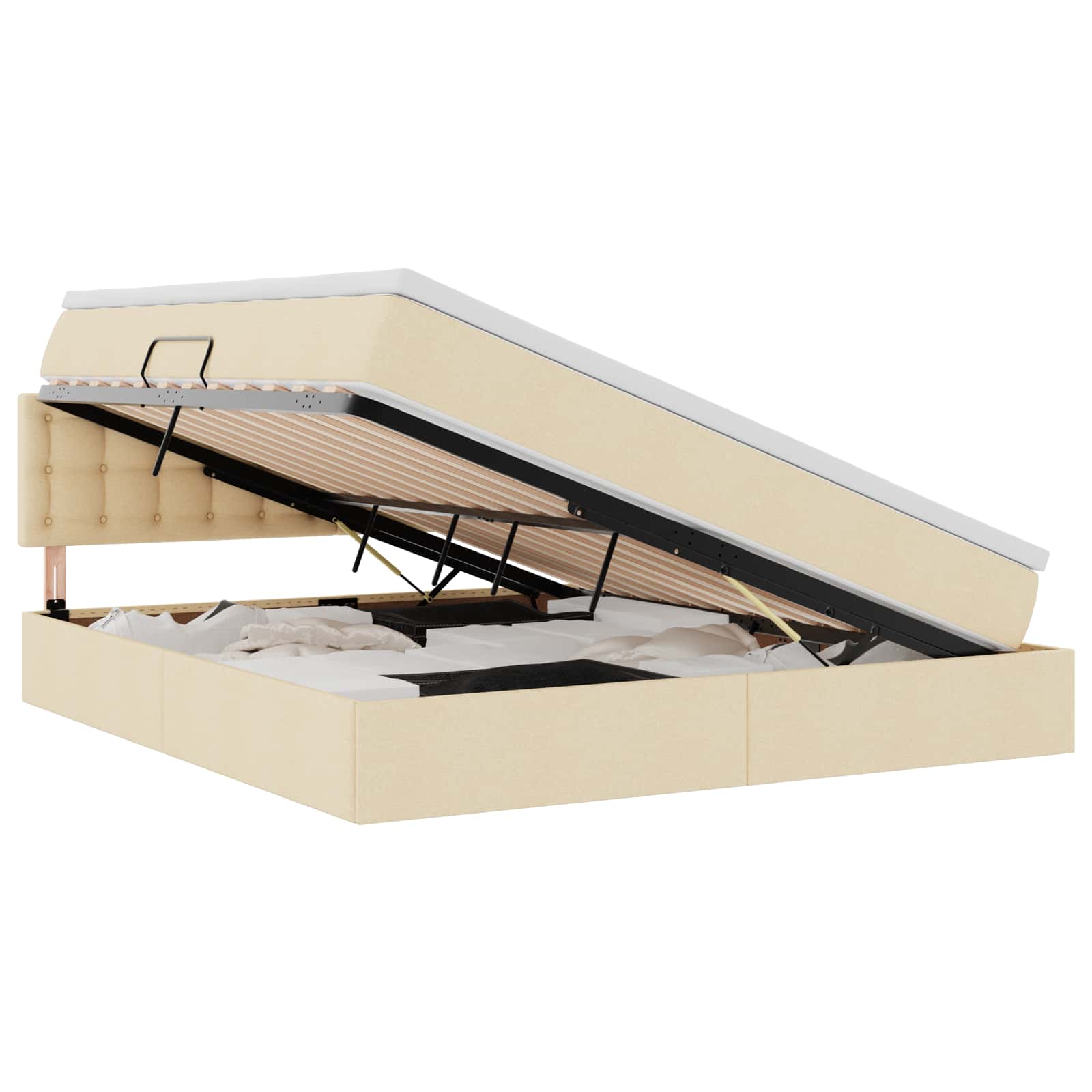 Letto con contenitore e materasso Crema 160 x 200 cm | homemem39