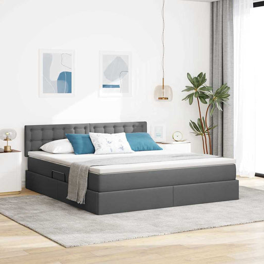 Letto con contenitore e materasso Grigio scuro 180 x 200 cm