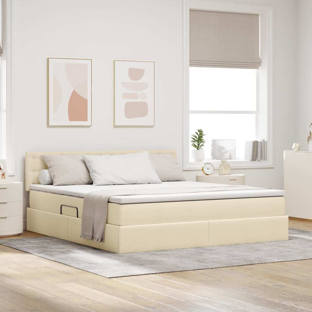 Letto con contenitore e materasso Crema 180 x 200 cm | homemem39