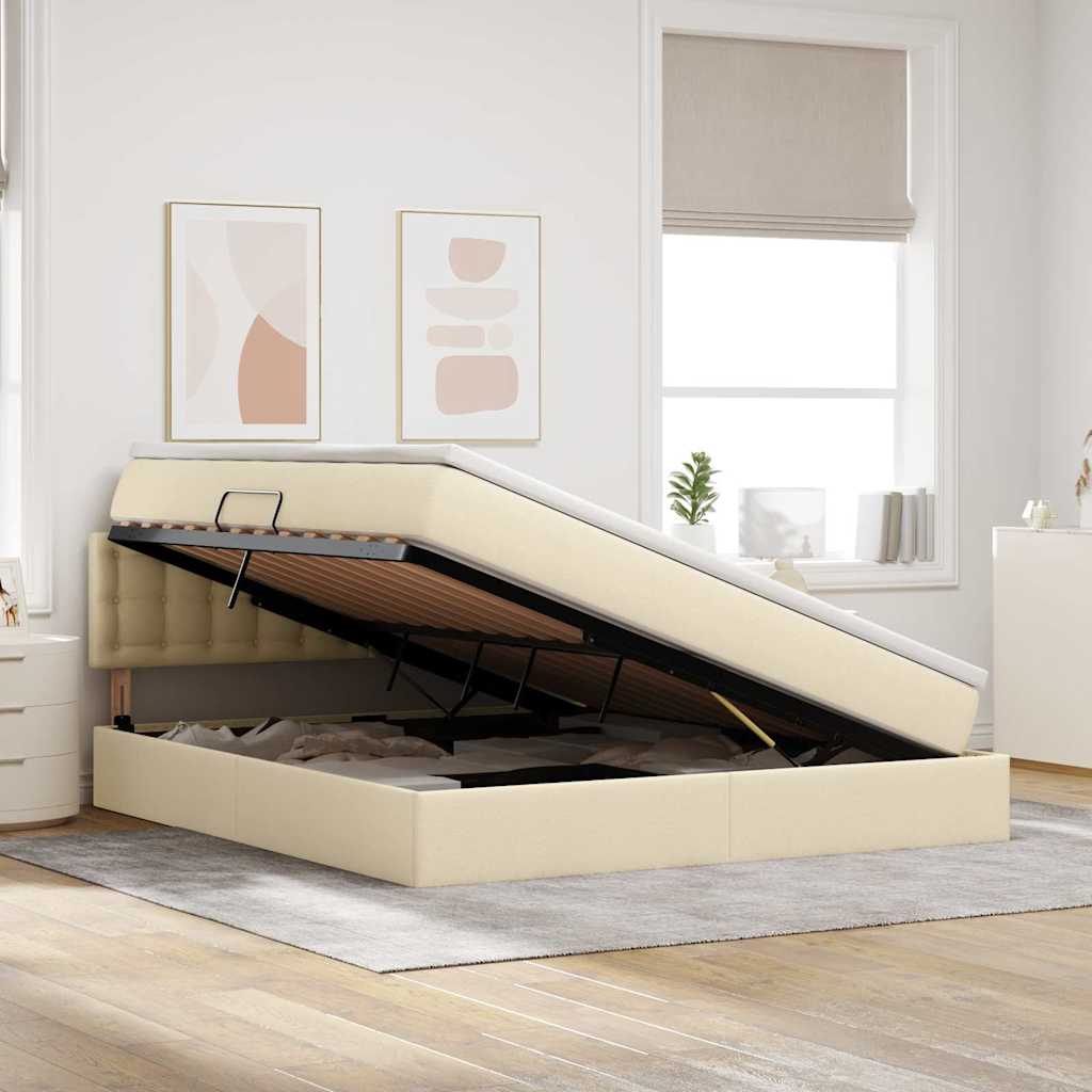 Letto con contenitore e materasso Crema 180 x 200 cm | homemem39