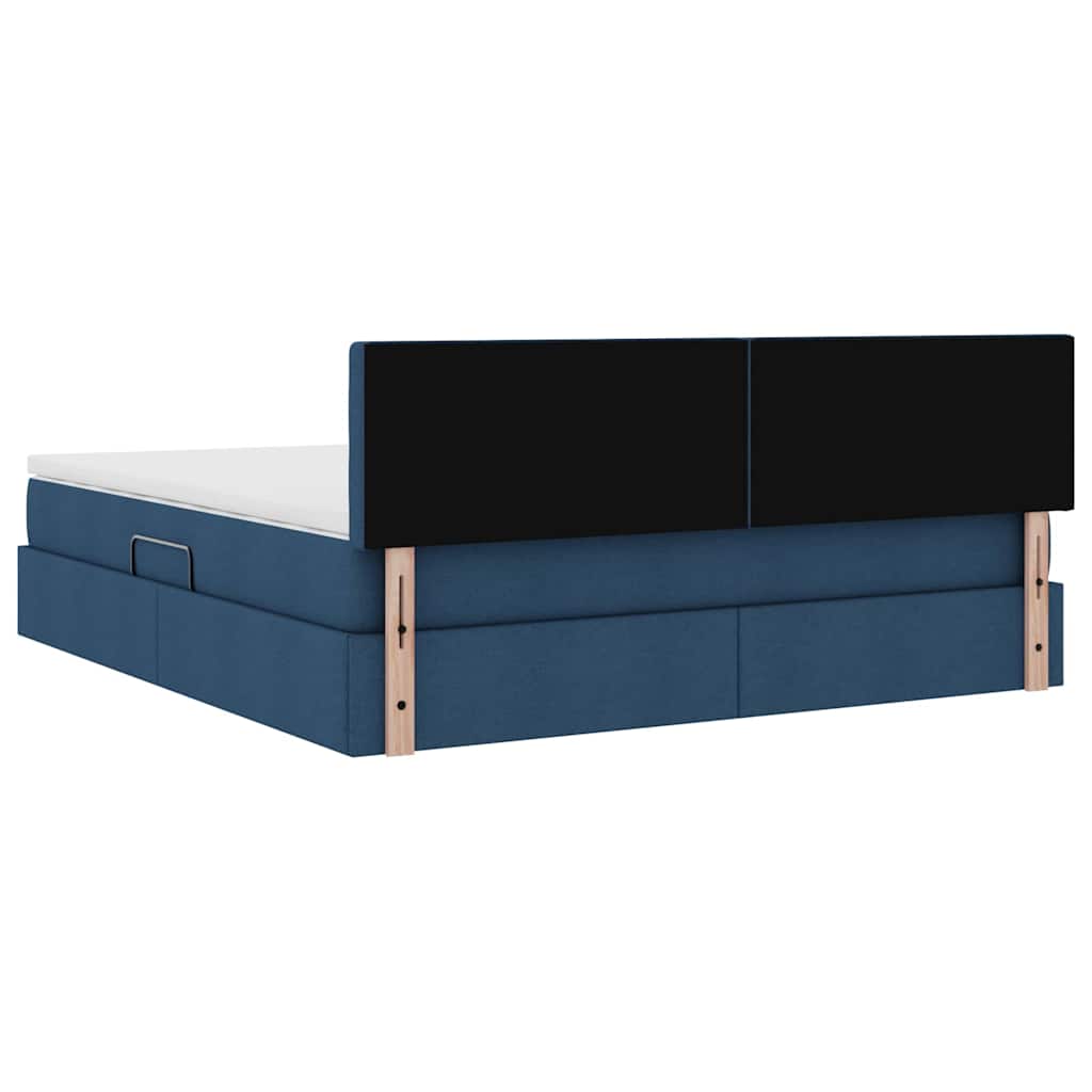 Letto con contenitore e materasso con testiera Blu 180 x 200 cm