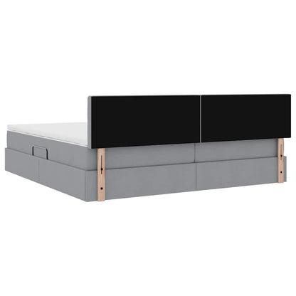 Letto con contenitore e materasso Grigio chiaro 200 x 200 cm