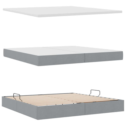 Letto con contenitore e materasso Grigio chiaro 200 x 200 cm | homemem39