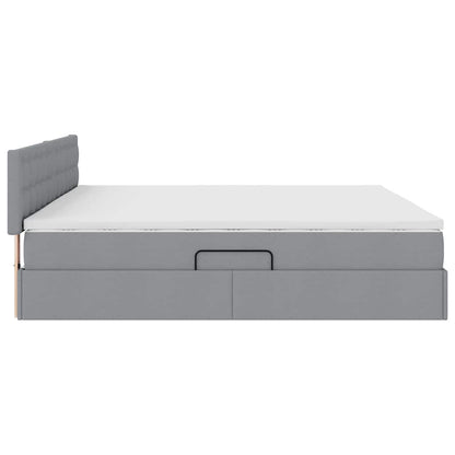Letto con contenitore e materasso Grigio chiaro 200 x 200 cm