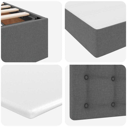 Letto con contenitore e materasso Grigio scuro 200 x 200 cm