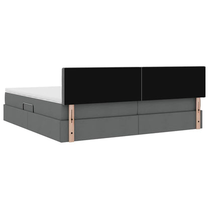 Letto con contenitore e materasso Grigio scuro 200 x 200 cm