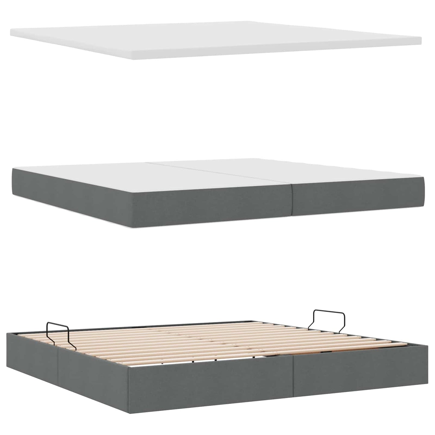 Letto con contenitore e materasso Grigio scuro 200 x 200 cm | homemem39