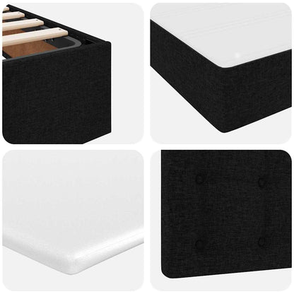 Letto con contenitore e materasso Nero 200 x 200 cm