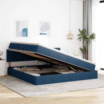 Letto con contenitore e materasso con testiera Blu 200 x 200 cm | homemem39