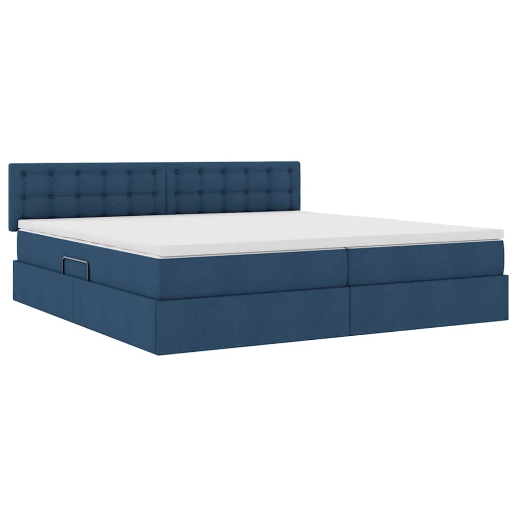 Letto con contenitore e materasso con testiera Blu 200 x 200 cm | homemem39