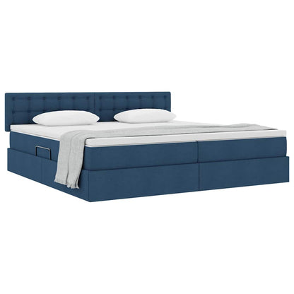 Letto con contenitore e materasso con testiera Blu 200 x 200 cm | homemem39
