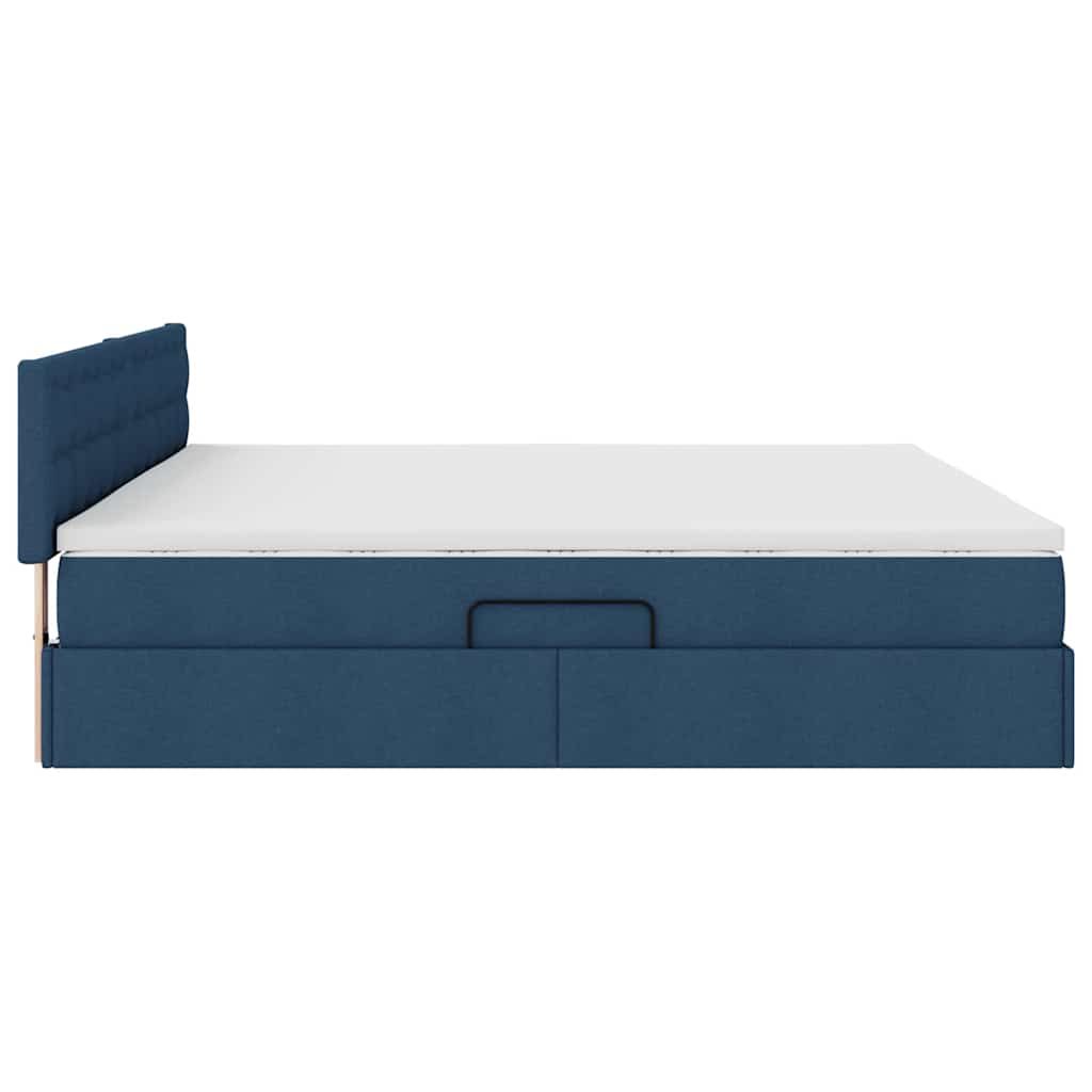 Letto con contenitore e materasso con testiera Blu 200 x 200 cm | homemem39