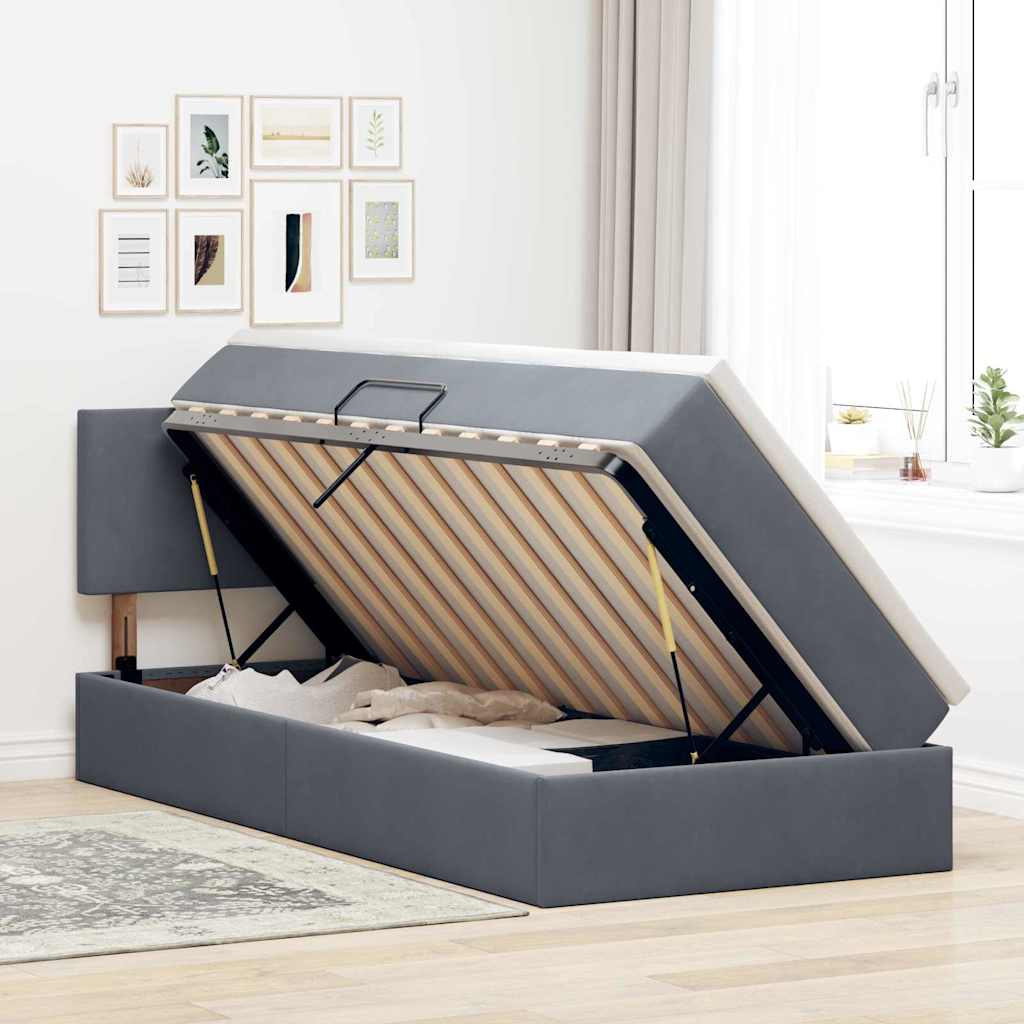 Letto con Contenitore Grigio scuro 90 x 190 cm Velluto | homemem39