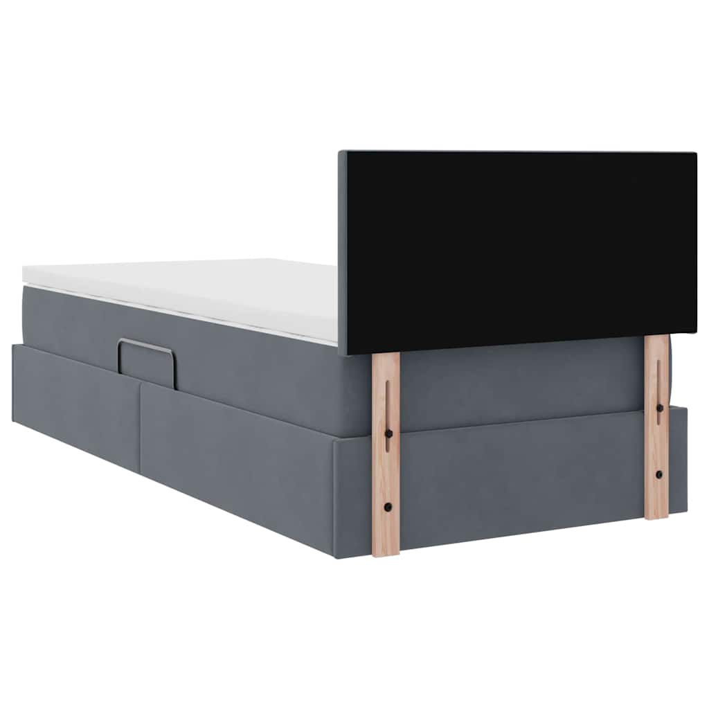 Letto con Contenitore Grigio scuro 90 x 190 cm Velluto