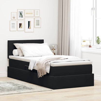 Letto con Contenitore con materasso Nero 90 x 200 cm Velluto