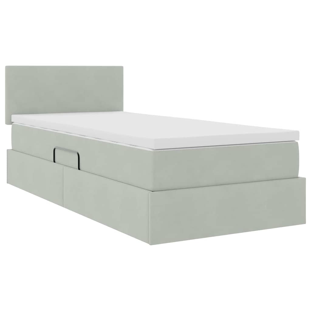 Letto con Contenitore Grigio chiaro 100 x 200 cm Velluto | homemem39