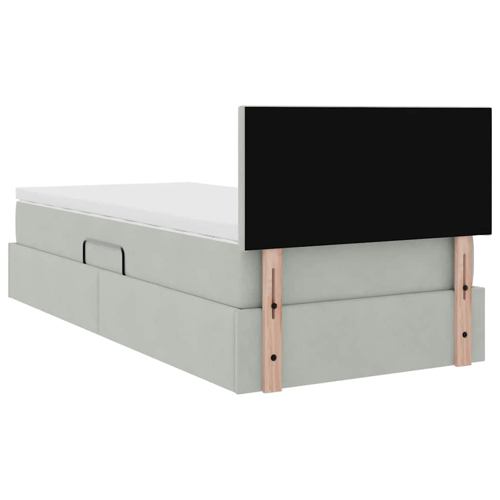 Letto con Contenitore Grigio chiaro 100 x 200 cm Velluto
