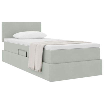 Letto con Contenitore Grigio chiaro 100 x 200 cm Velluto