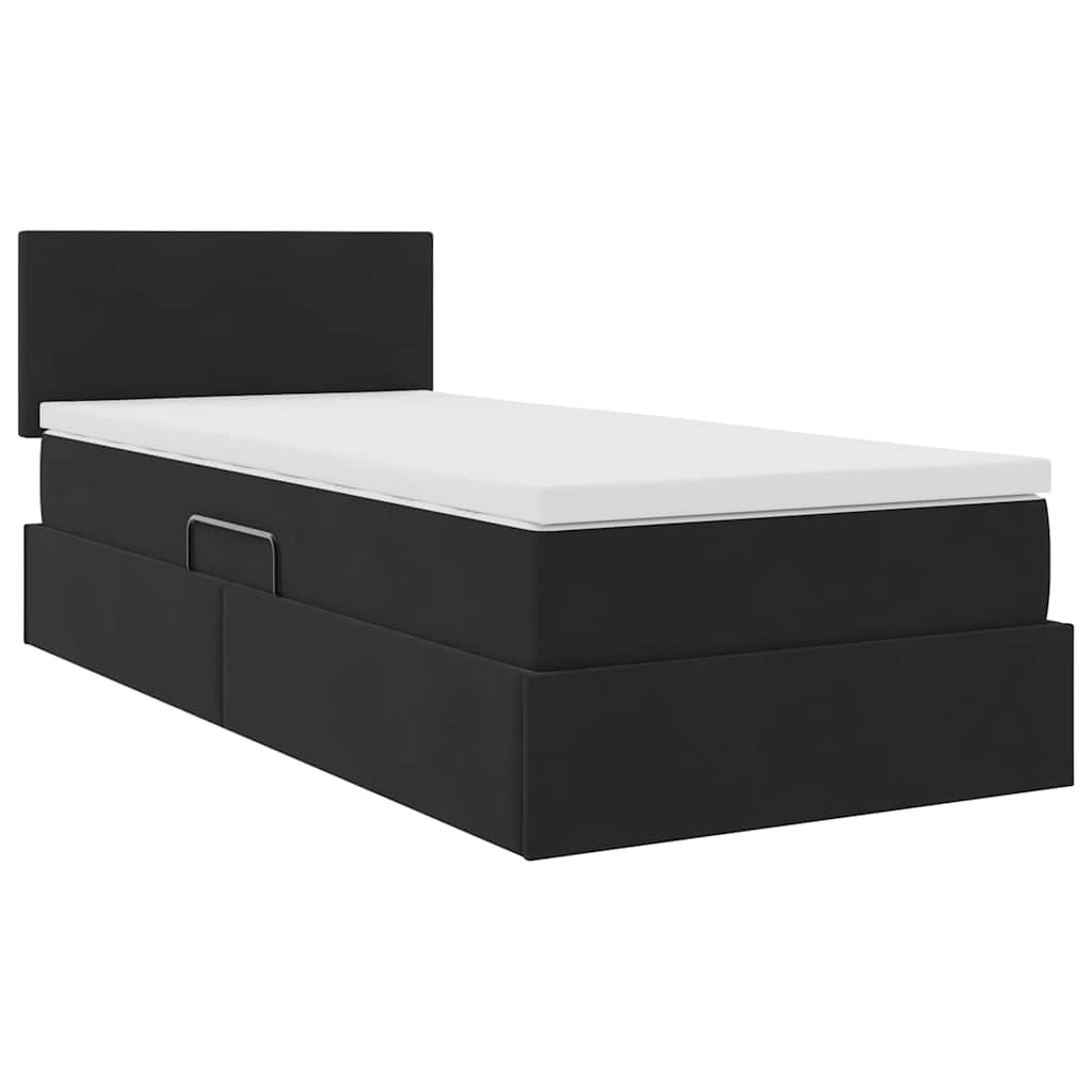 Letto con Contenitore con materasso Nero 100 x 200 cm Velluto | homemem39