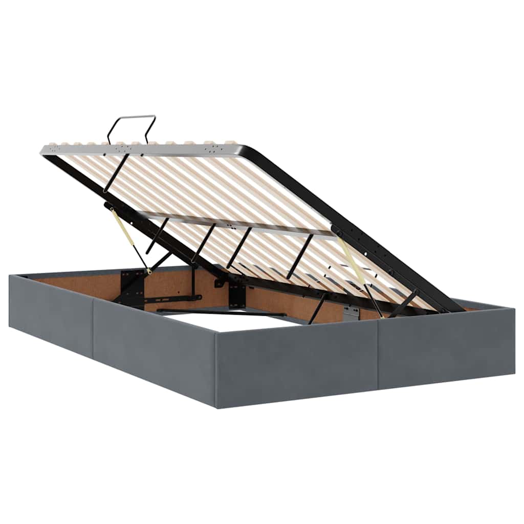 Letto con Contenitore Grigio scuro 120 x 200 cm Velluto | homemem39