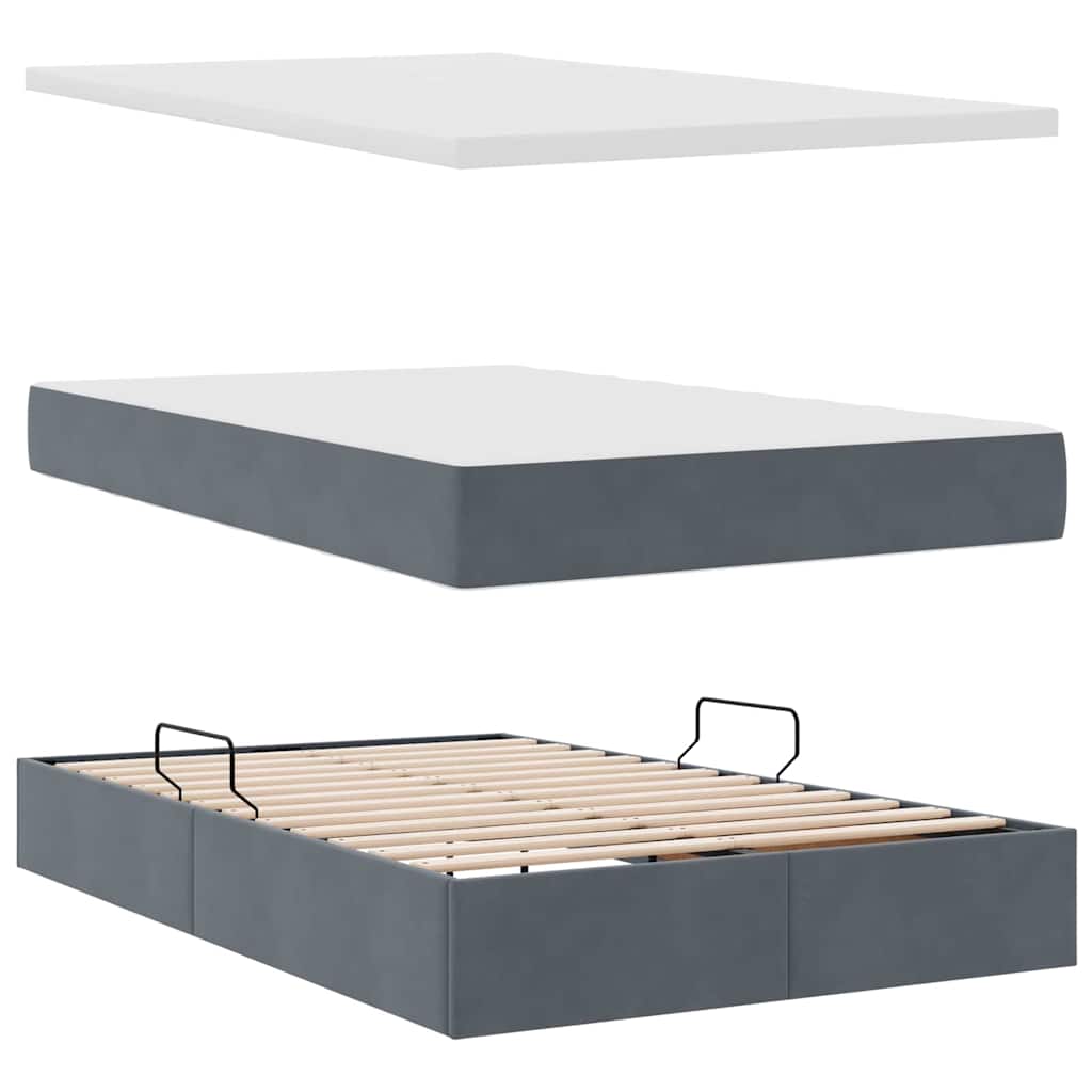 Letto con Contenitore Grigio scuro 120 x 200 cm Velluto | homemem39