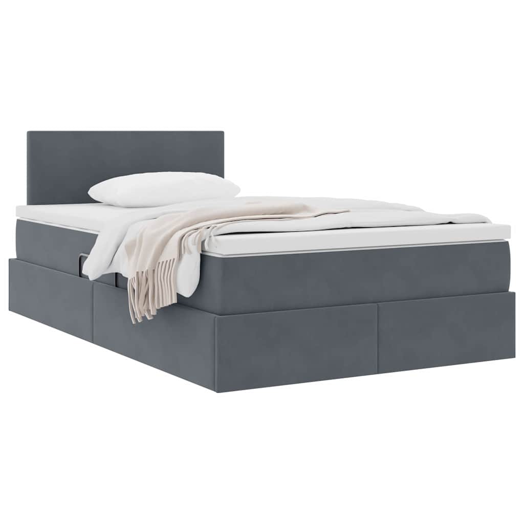Letto con Contenitore Grigio scuro 120 x 200 cm Velluto | homemem39