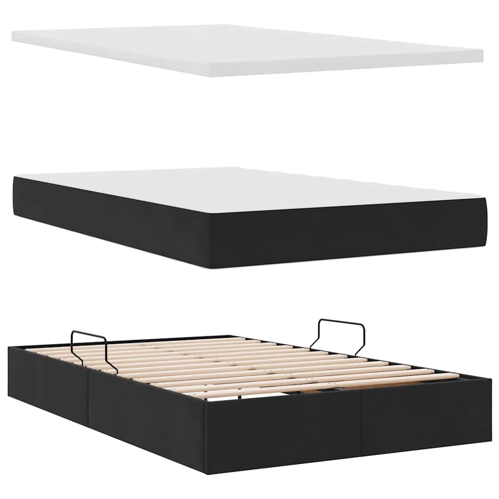 Letto con Contenitore con materasso Nero 120 x 200 cm Velluto | homemem39