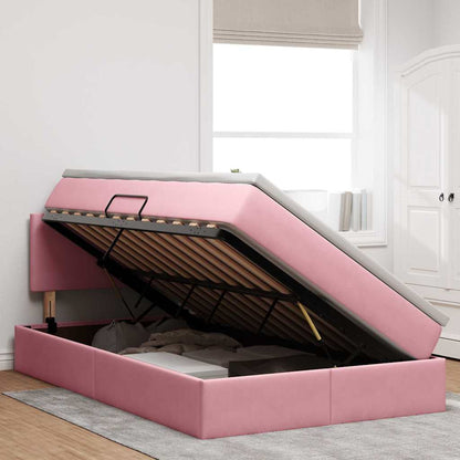 Letto con Contenitore con materasso Rosa 120 x 200 cm Velluto