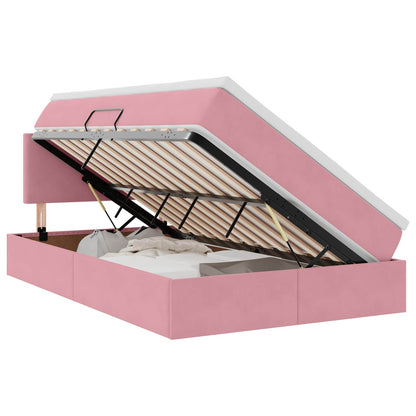 Letto con Contenitore con materasso Rosa 120 x 200 cm Velluto