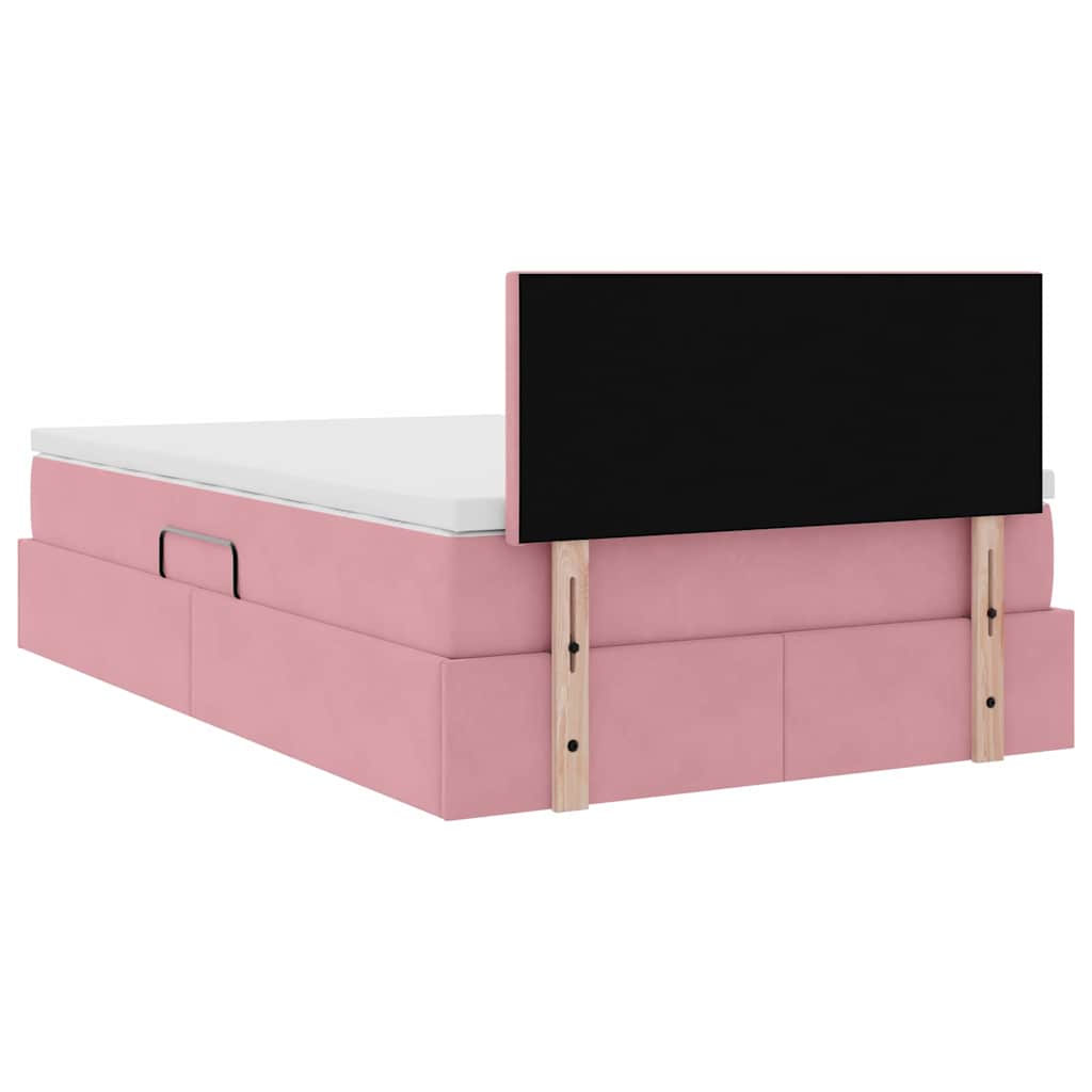 Letto con Contenitore con materasso Rosa 120 x 200 cm Velluto