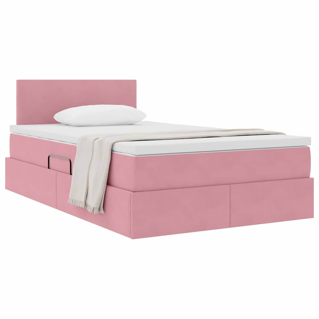 Letto con Contenitore con materasso Rosa 120 x 200 cm Velluto