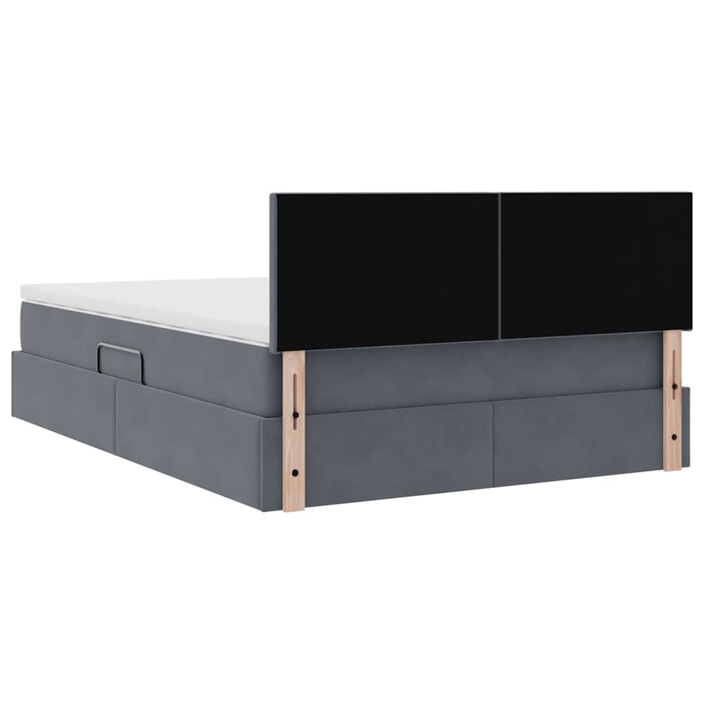 Letto con Contenitore Grigio scuro 140 x 190 cm Velluto