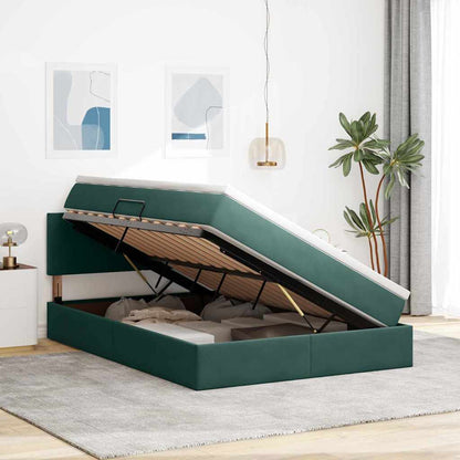Letto con Contenitore Verde Scuro 140 x 190 cm Velluto