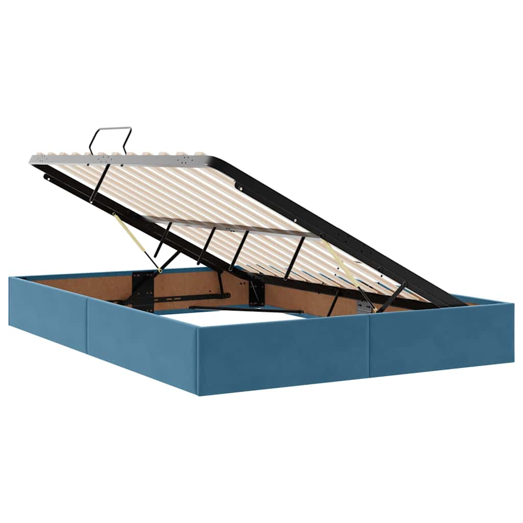 Letto con Contenitore Blu Scuro 140 x 190 cm Velluto