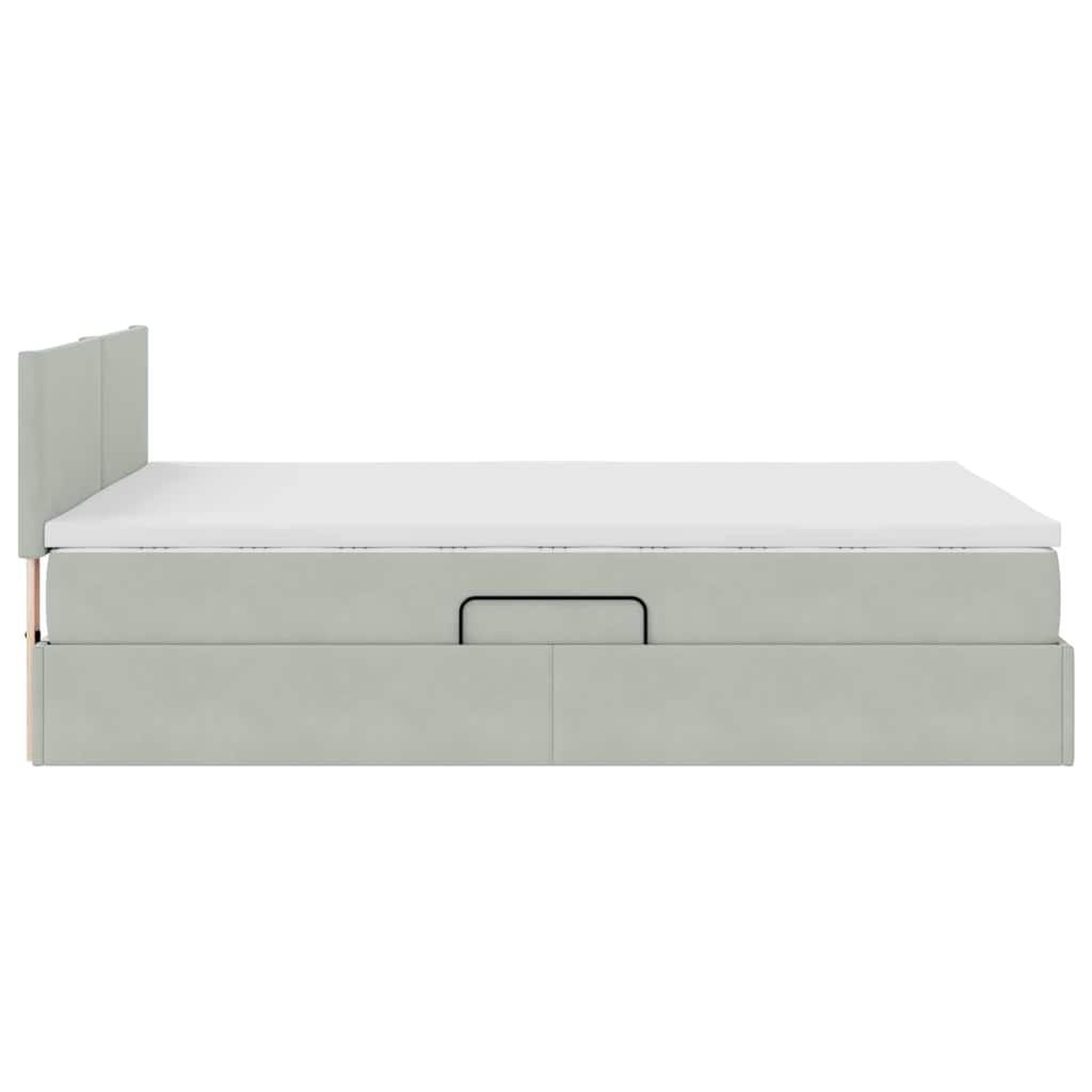 Letto con Contenitore Grigio chiaro 140 x 200 cm Velluto | homemem39
